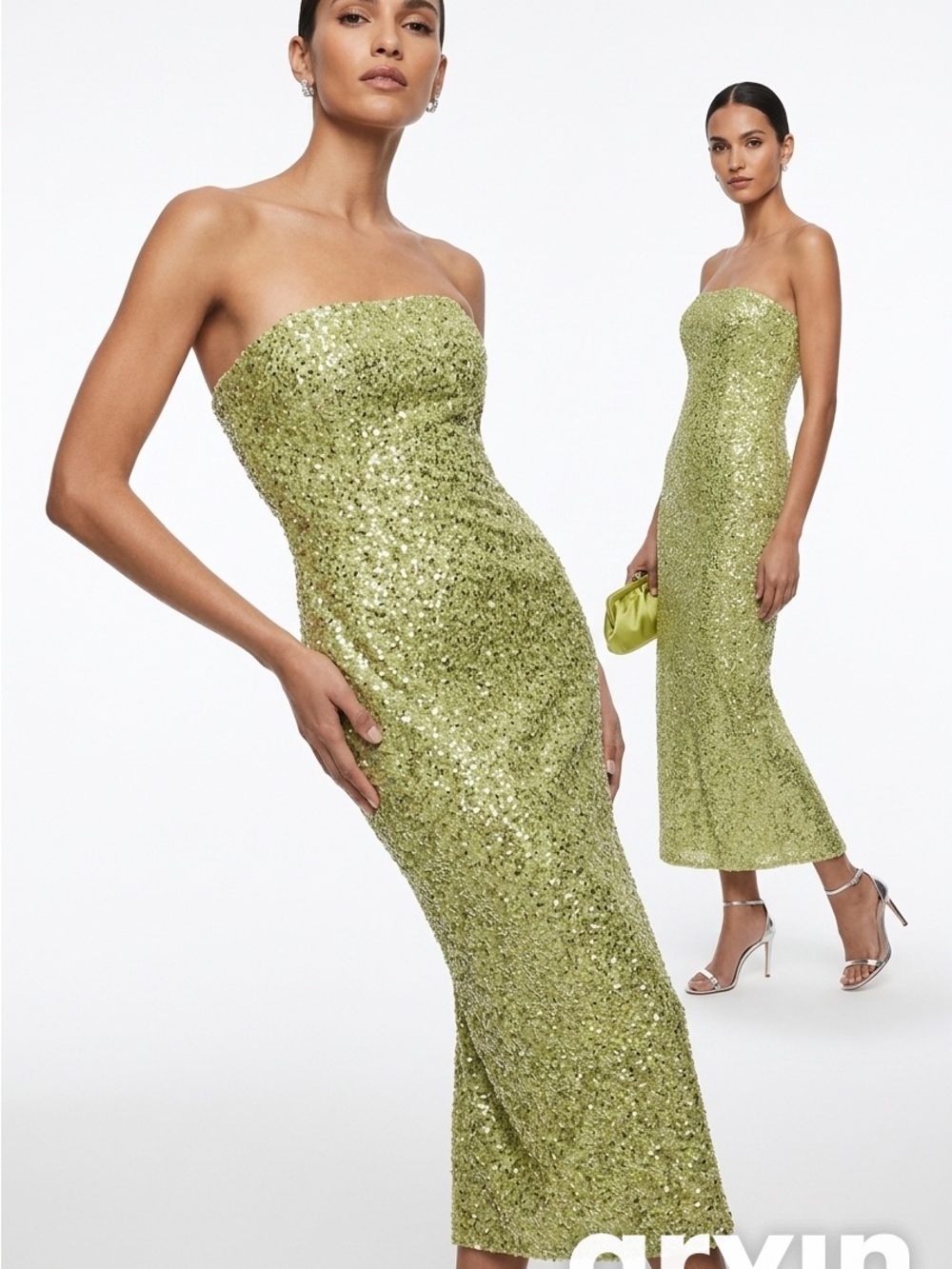 David Meister Strapless Sequin Midi Dress. Size 6